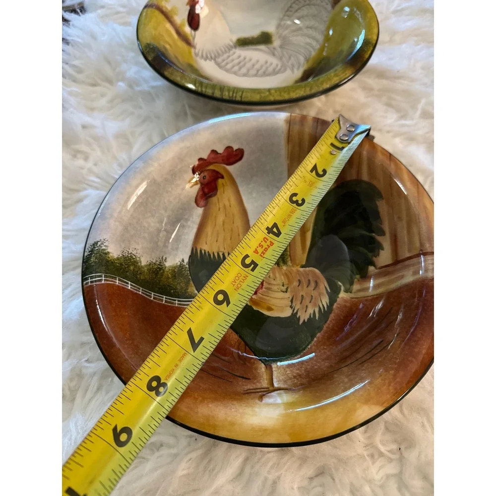 Sakura David Carter Brown On the Farm Rooster Bowls Set of 2 Farmhouse Decor